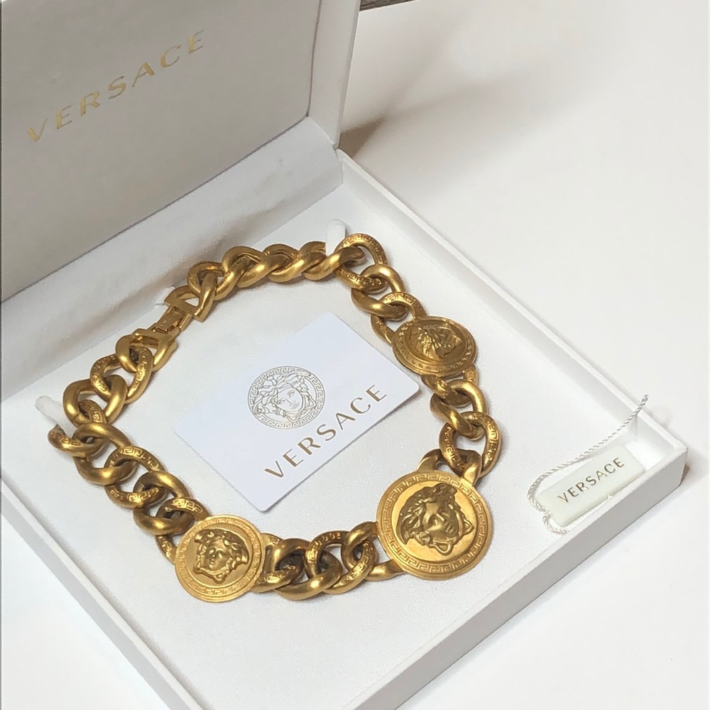 Versace XL Medusa Medallion Chain Link Necklace